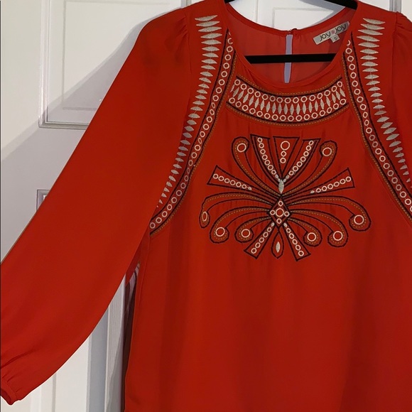 Joy Joy Long Sleeve Orange Blouse - Picture 2 of 3